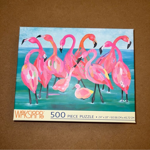 Werkshoppe Flamingo Beach 500 Piece Jigsaw Puzzle - Picture 1 of 6